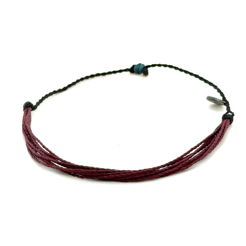 Pura Vida Burgundy and Black Multi Strand Braided String Bracelet Adjustable